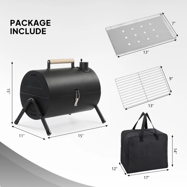 Portable Charcoal Grill Outdoor Stove, Two Side Carbon Griller for BBQ, Tabletop Barbecue Grill for Outdoor Camping Backyard Party, Black view 6