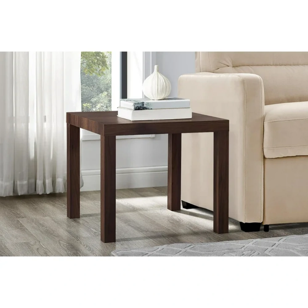 Parsons End Table - Canyon Walnut Finish, Modern Side Table with Solid Wood Frame, Compact Nightstand for Living Room, Bedroom, Small Space
