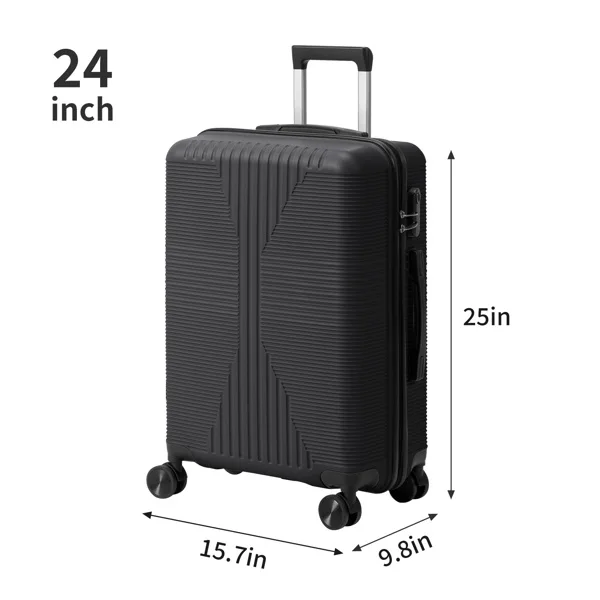 PP Trolley Case 20in 24in 28in 3PCS Suitcase Set Black view 4