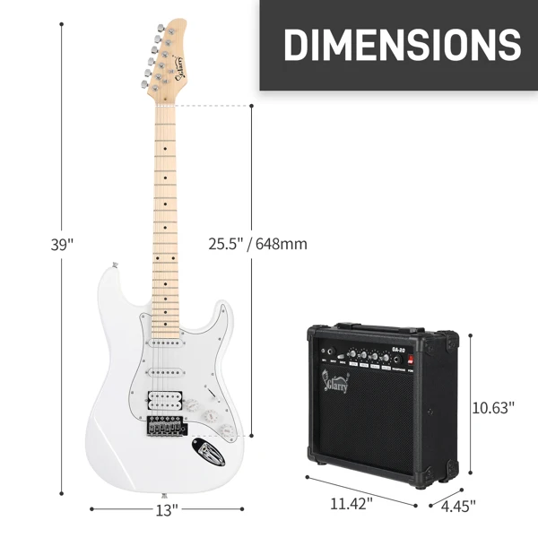 GST Stylish H-S-S Pickup Electric Guitar Kit with 20W AMP Bag Guitar Strap White view 5