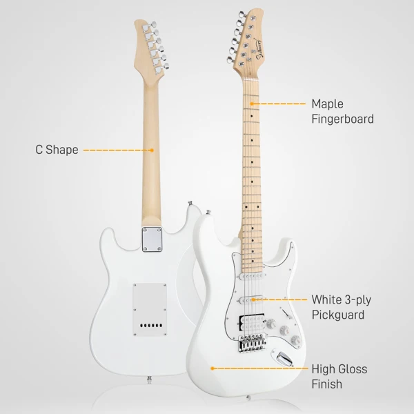 GST Stylish H-S-S Pickup Electric Guitar Kit with 20W AMP Bag Guitar Strap White view 6