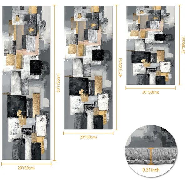 Three-piece kitchen rug set, non-slip and washable, abstract pattern kitchen hallway rug, soft and comfortable, suitable for sinks, floors, entrances, hallways and bathrooms. view 2