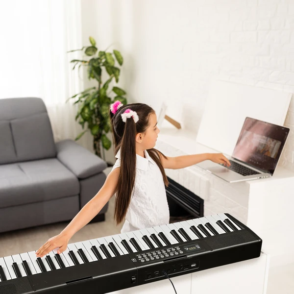 [Do Not Sell on Amazon]GEP-204 61Key Folding Piano Semi-Weighted Standard Keyboards Digital Piano with Bluetooth, Handbag,for Piano Lover Black color view 3