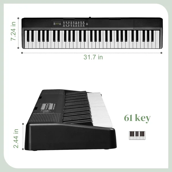 [Do Not Sell on Amazon]GEP-204 61Key Folding Piano Semi-Weighted Standard Keyboards Digital Piano with Bluetooth, Handbag,for Piano Lover Black color view 6