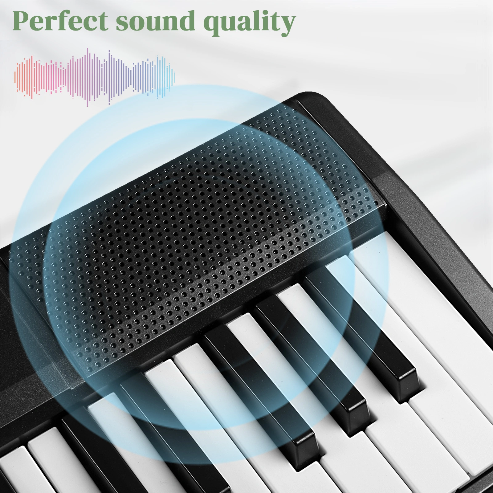 GEP-204 61-Key Folding Digital Piano Semi-Weighted Keys with Bluetooth & Handbag, Black view 9