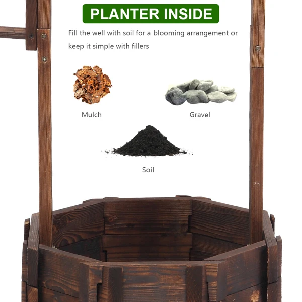 Outdoor Reinforced And Anticorrosive Wooden Wishing Well Flowerpot view 6