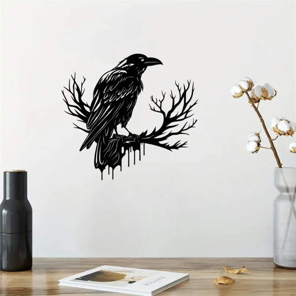 CIFbuy Gothic Black Metal Crow Wall Art Vintage Industrial Bird Silhouette Wall Decor TikTok, temu pick-up service view 2