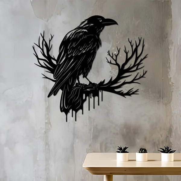 CIFbuy Gothic Black Metal Crow Wall Art Vintage Industrial Bird Silhouette Wall Decor TikTok, temu pick-up service view 6
