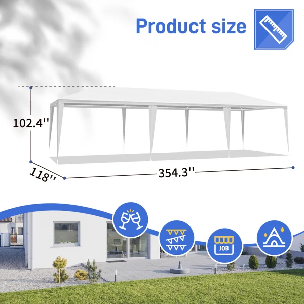 3*9m Non-Cloth PE Cloth Plastic Sprayed Iron Pipe Outdoor Party Tent White view 4