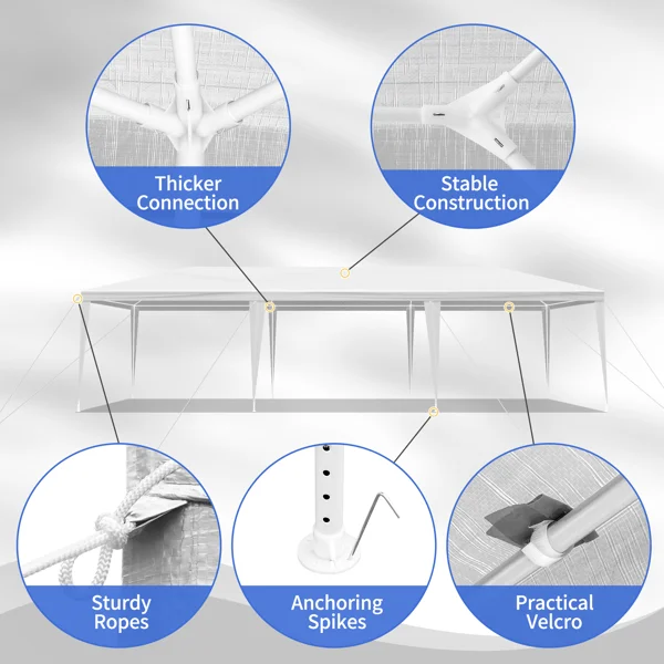 3*9m Non-Cloth PE Cloth Plastic Sprayed Iron Pipe Outdoor Party Tent White view 5