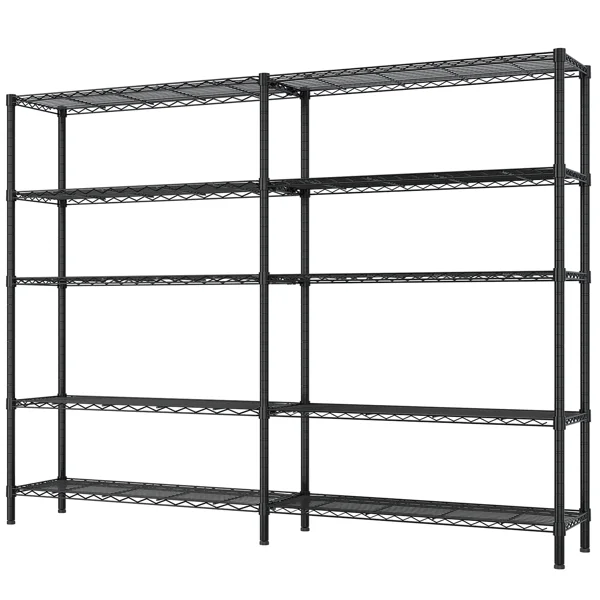 5-layer double row, freely adjustable layer spacing, with adjustable feet, display stand, iron, 177*40*180cm, powder-coated black view 2