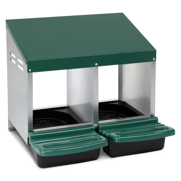 2 Compartment Roll Out Chicken Nesting Box with Plastic Basket, Egg Nest Box Chicken Laying Box Hens Chicken Coop Box, Green view 6
