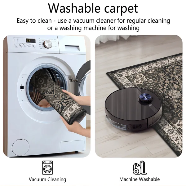 Kitchen Rug Sets of 3 Washable Boho Kitchen Rugs and Runner Carpets Non Slip Kitchen Area Rug for Laundry Room Entryway Hallway view 4