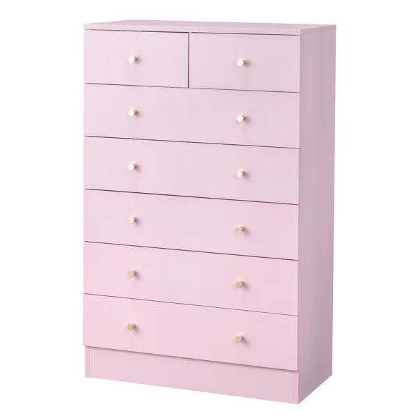 Modern Simple 7-Drawer Dresser Pink view 3