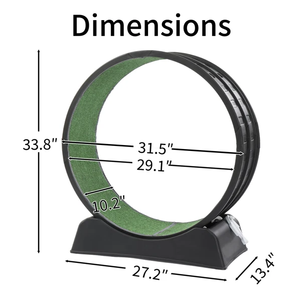 80*34*86CM Black PP track connector assembly, round shape with green carpet + 1 cat teaser stick, 15kg cat treadmill view 4