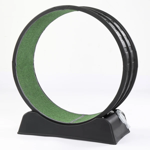 80*34*86CM Black PP track connector assembly, round shape with green carpet + 1 cat teaser stick, 15kg cat treadmill