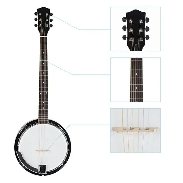 Top Grade Exquisite Professional Sapelli Notopleura Wood Alloy 6-string Banjo view 5