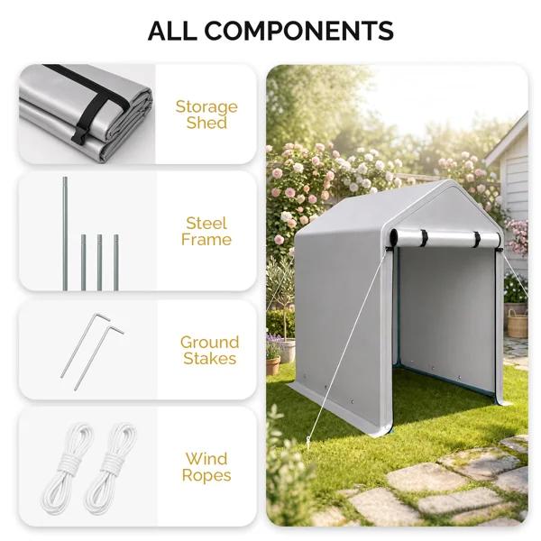3x6 FT Storage Shed, Heavy Duty Bike Tent view 4