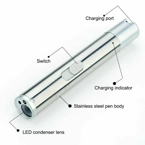 2PCS 3 in1 1mw USB Rechargeable Pet Toy Pen Flashlight Red laser Beam UV Light 3-Modes Lamp view 4