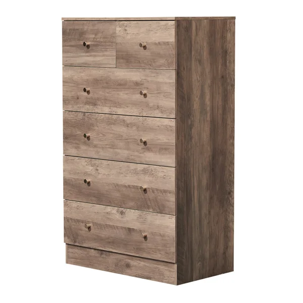 R279-9 Gray Particleboard with Textured Melamine Finish, 66*40*111cm, 4+2 Drawer Cabinet, Matte Gold Handles view 2