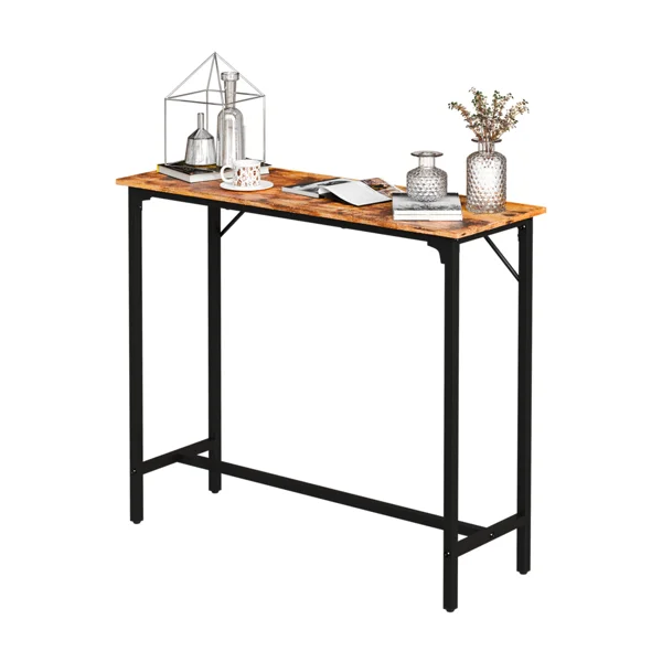 43-Inch Bar Table (Brown) - 209 lbs Capacity Pub Height Table with Durable MDF Top & Metal Frame, Ideal for Kitchen/Bar Counte