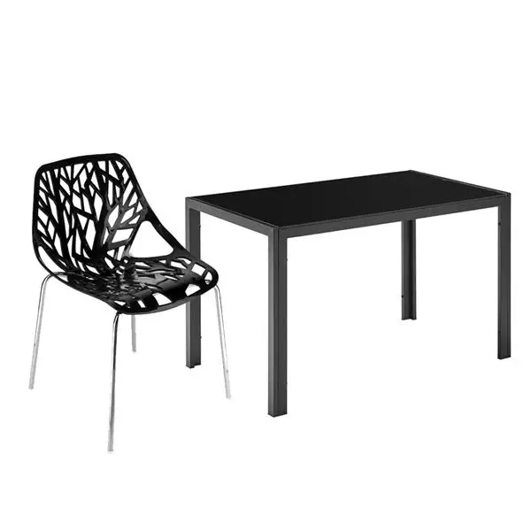 4pcs Bird's Nest Style Lounge Chair Black view 2