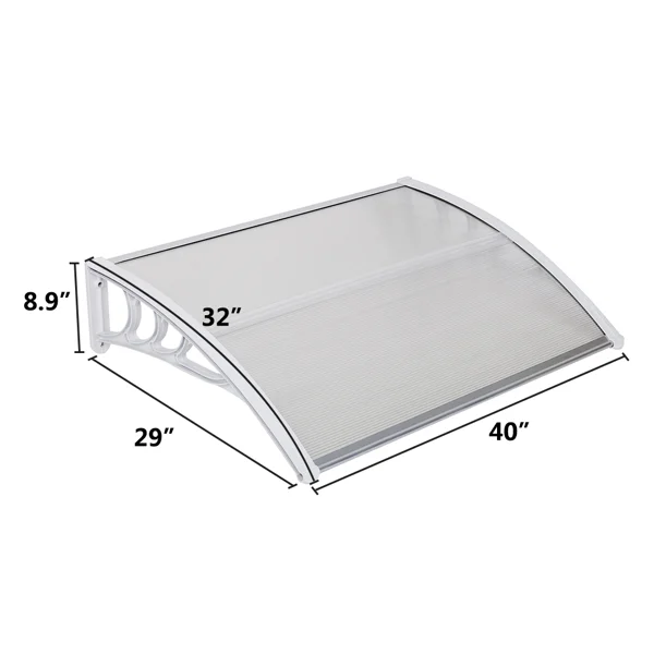 HT-100 x 80 Household Application Door & Window Rain Cover Eaves Transparent Board & White Holder view 3