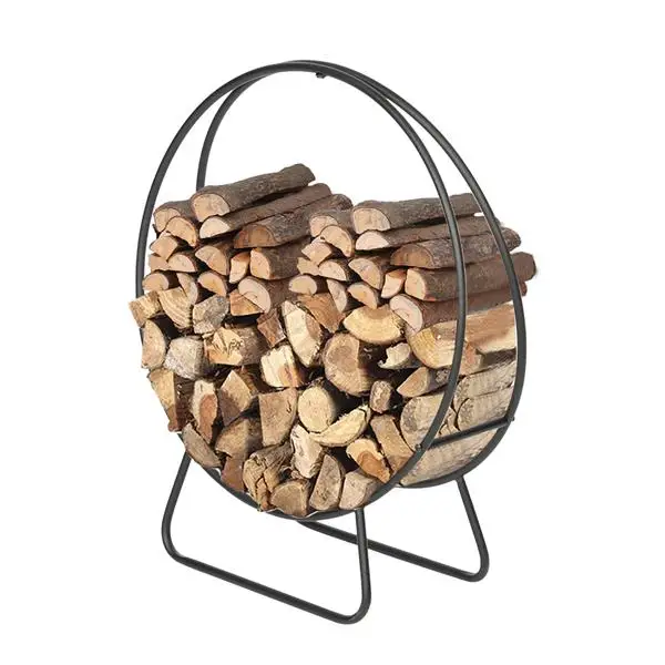 Black Sand Pattern Single Layer 4 Feet Long 24 Inches High With Arrow Style Indoor And outdoor iron fireplace firewood stand view 3