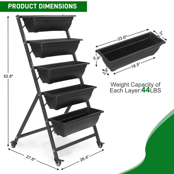 5 Tiers Vertical Garden Bed, Vertical Garden Planter Indoor and Outdoor, Vertical Elevated Garden Bed Perfect for Vegetables Flowers Herbs view 4