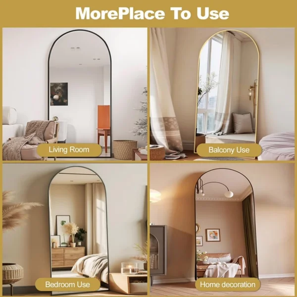 71"x26" Arched Full Length Mirror Freestading Full Body Floor Mirror, Black view 6