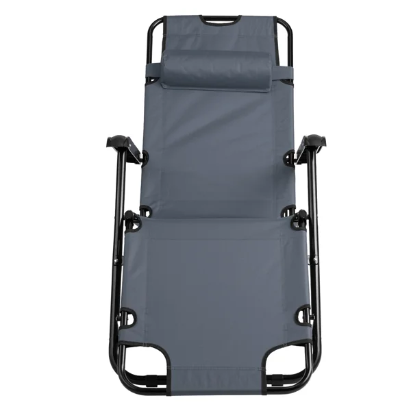 Portable Dual Purposes Extendable Folding Reclining Chair Grey view 4