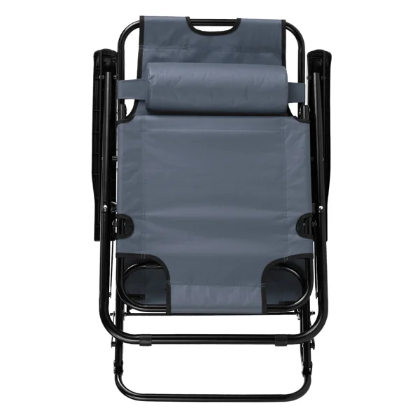 Portable Dual Purposes Extendable Folding Reclining Chair Grey view 5
