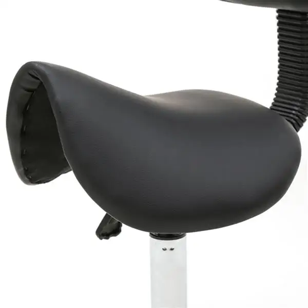 Saddle Shape Adjustable Salon Stool with Back Black view 2