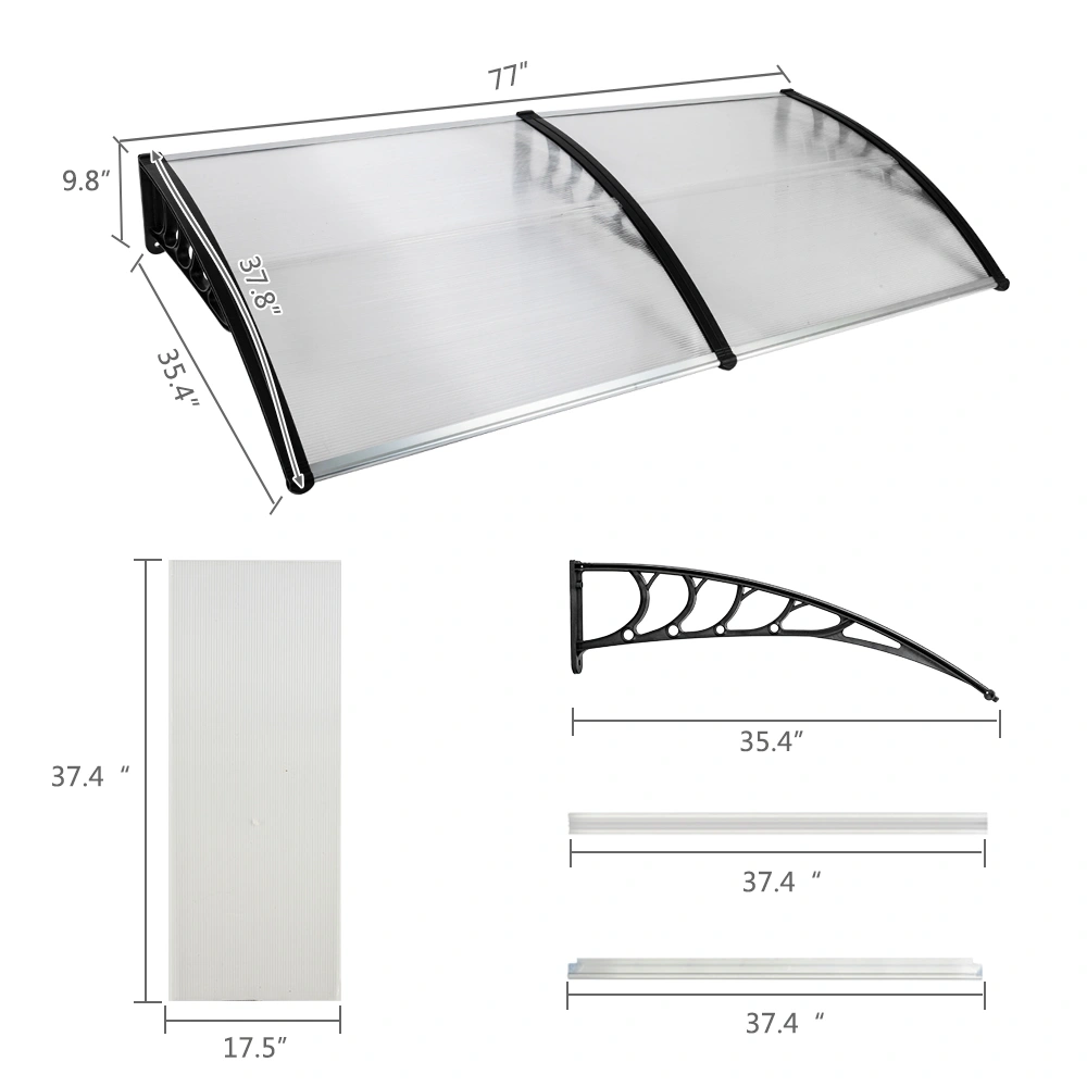 HT-200x100 Door & Window Rain Cover Eaves Protector, Black Holder for Home Use view 21