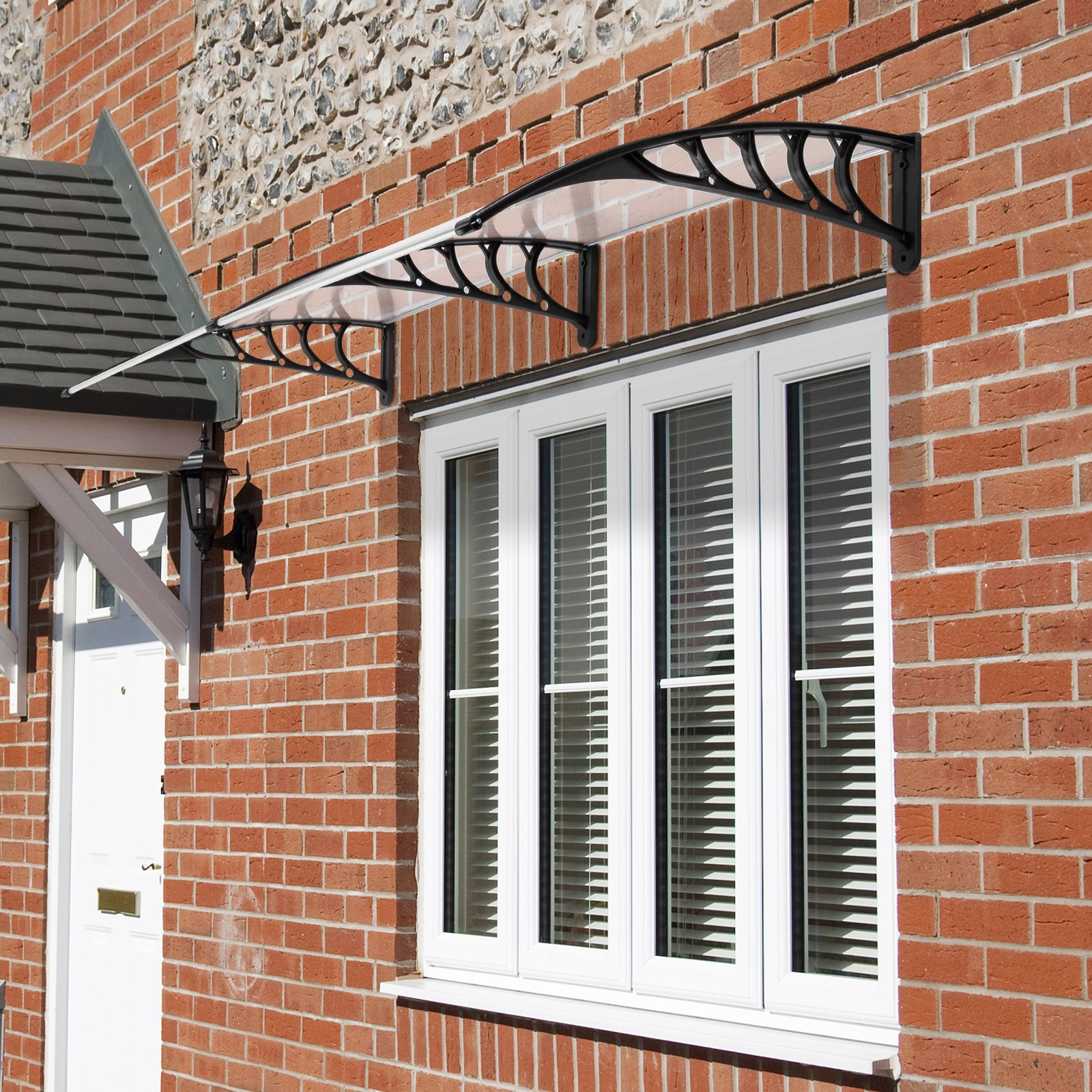 HT-200x100 Door & Window Rain Cover Eaves Protector, Black Holder for Home Use view 29