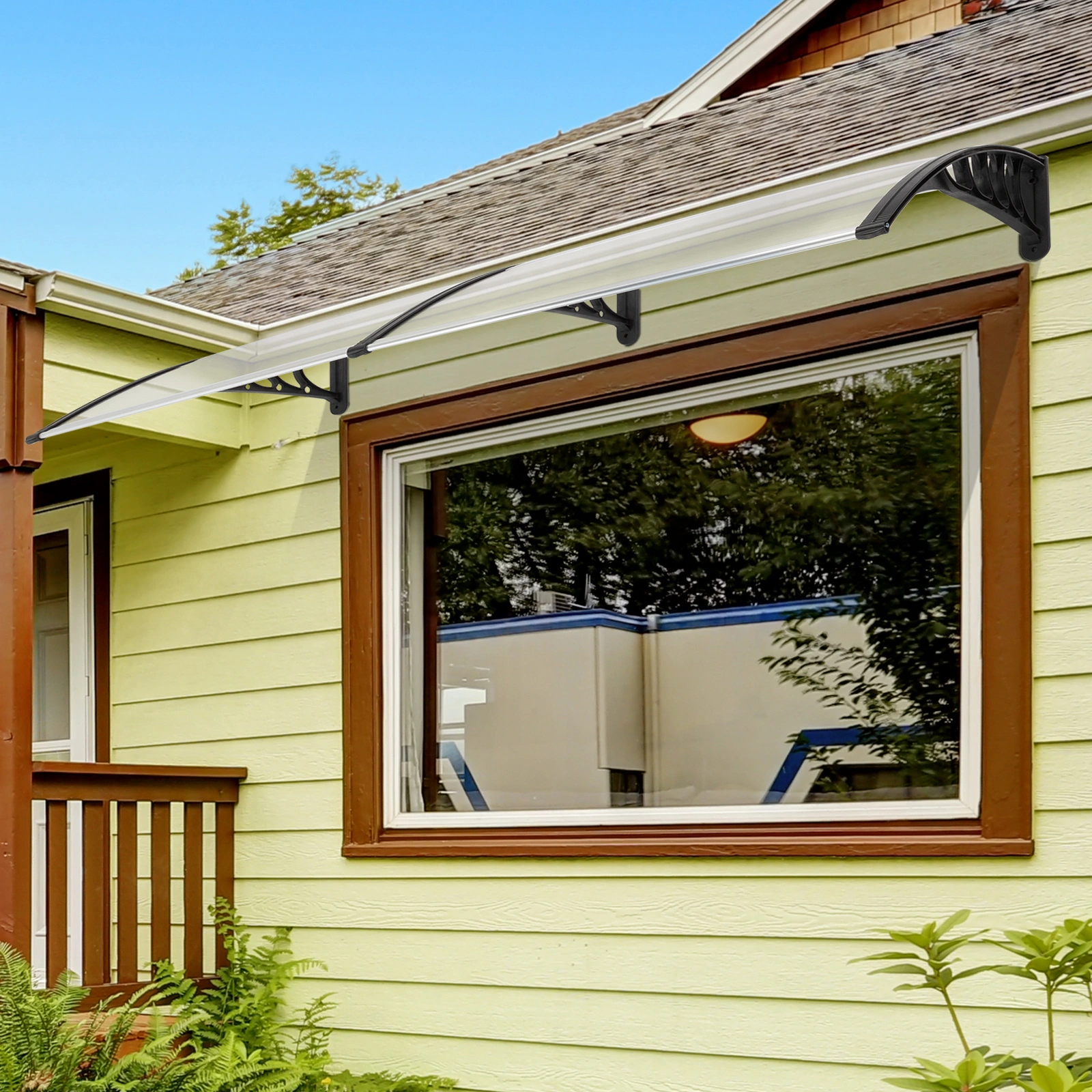 HT-200x100 Door & Window Rain Cover Eaves Protector, Black Holder for Home Use view 37