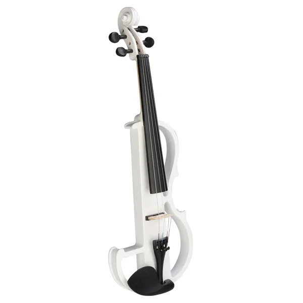 Full Size 4/4 Bunnel Edge Electric Silent Violin with Case Bow Rosin Headphone Connecting Line White view 2