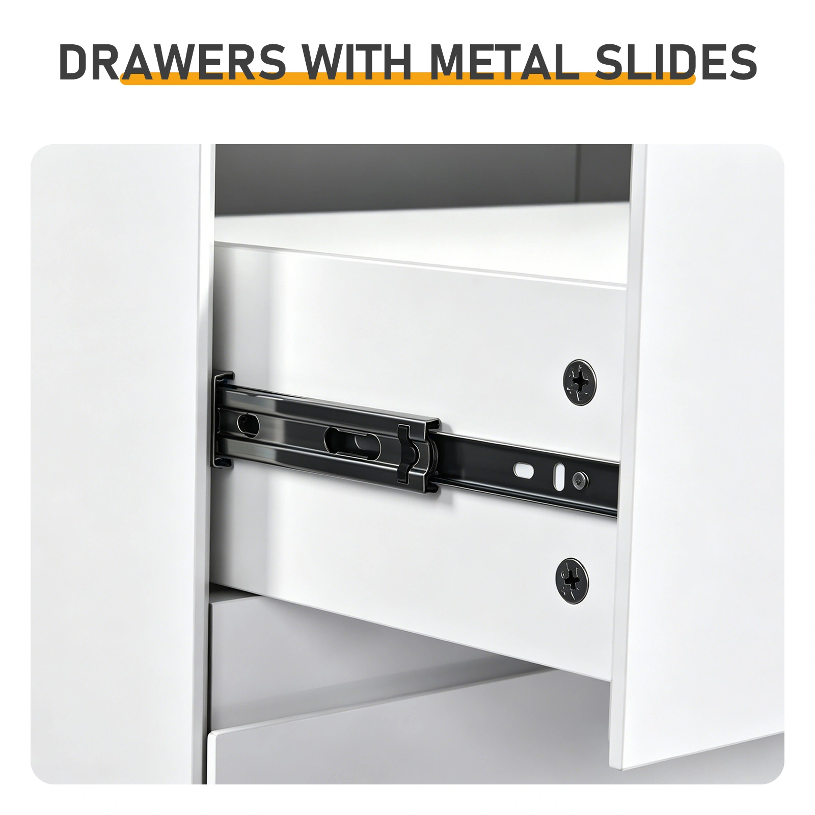 6-Drawer Handle-Free Cabinet with USB RGB LED Strip, High-Gloss White, 47.24x15.75x27.56in view 10