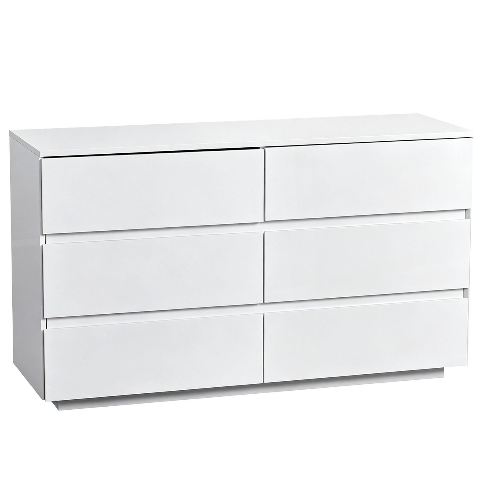 6-Drawer Handle-Free Cabinet with USB RGB LED Strip, High-Gloss White, 47.24x15.75x27.56in view 3