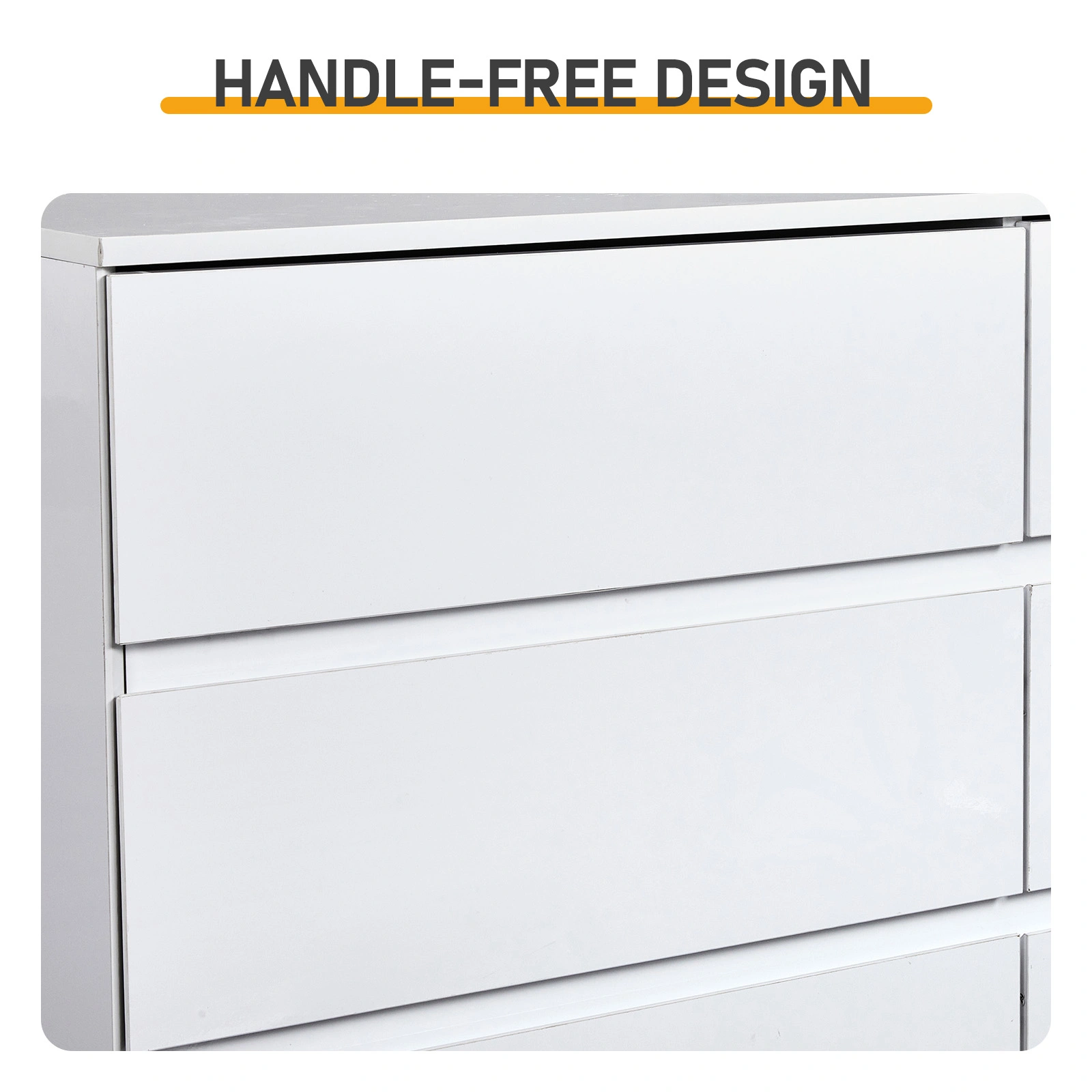 6-Drawer Handle-Free Cabinet with USB RGB LED Strip, High-Gloss White, 47.24x15.75x27.56in view 7