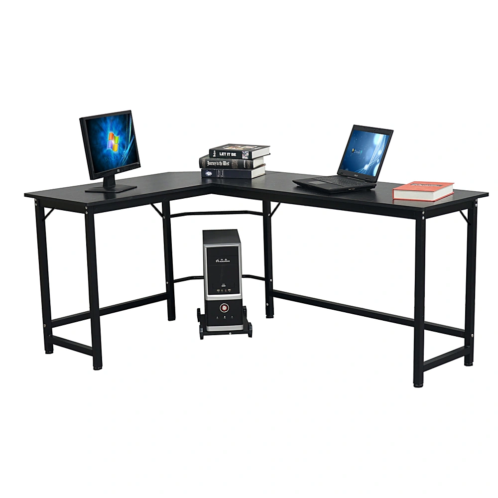 L-Shaped Computer Desk Corner Office Gaming Desk Black with Spacious Workspace