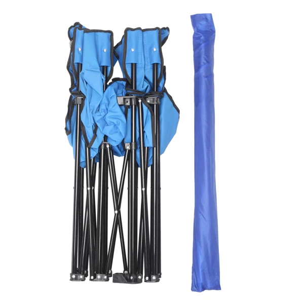 Portable Outdoor 2-Seat Folding Chair with Removable Sun Umbrella Blue view 2