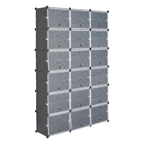 12-Tier Portable 72 Pair Shoe Rack Organizer 36 Grids Tower Shelf Storage Cabinet Stand Expandable for Heels, Boots, Slippers, Black view 4