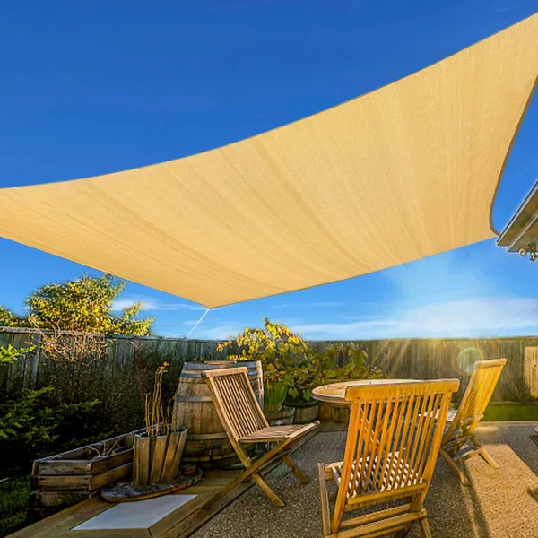 6'X8' sand-colored HDPE sunshade sail