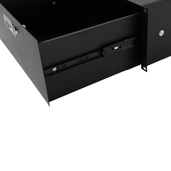 19" 4U Steel Plate DJ Drawer Equipment Cabinet with Keys Black view 3