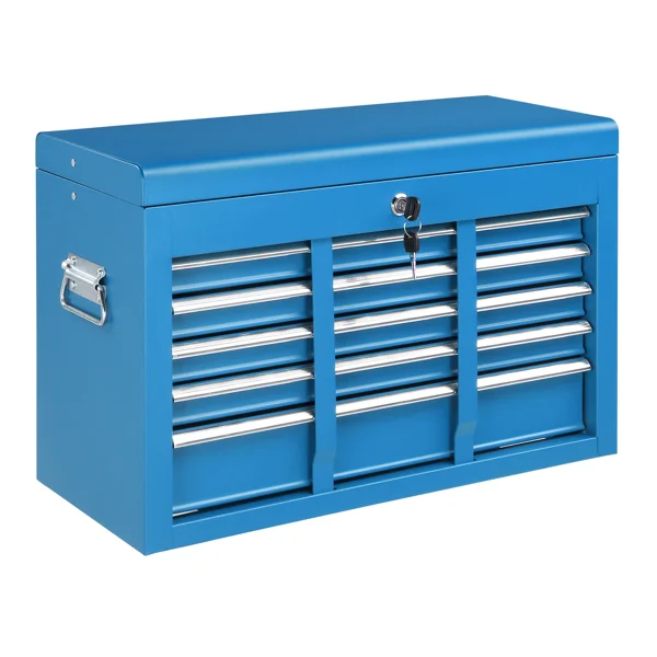 5-Drawer Lockable Steel Tool Chest, 330 lbs Capacity, Blue Heavy-Duty Tool Storage Cabinet with Drawer Liners & Lid Support for Workshop/Garage Maintenance view 4