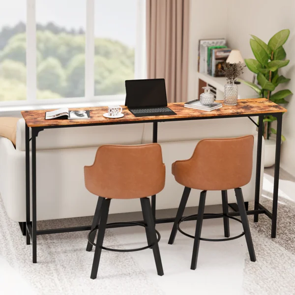 71-Inch Bar Table (Brown) - 209 lbs Capacity Pub Height Table with Durable MDF Top & Metal Frame, Ideal for Kitchen/Bar Counte view 5