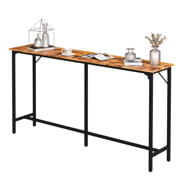 71-Inch Bar Table (Brown) - 209 lbs Capacity Pub Height Table with Durable MDF Top & Metal Frame, Ideal for Kitchen/Bar Counte
