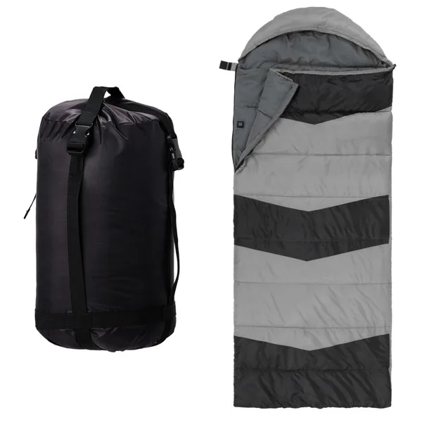 Rectangular Heated Sleeping Bag, Lightweight Sleeping Bag with Multi USB Powered Heating Pads, Waterproof Compact Envelope Sleeping Bag for Backpacking Hiking, Gray view 6