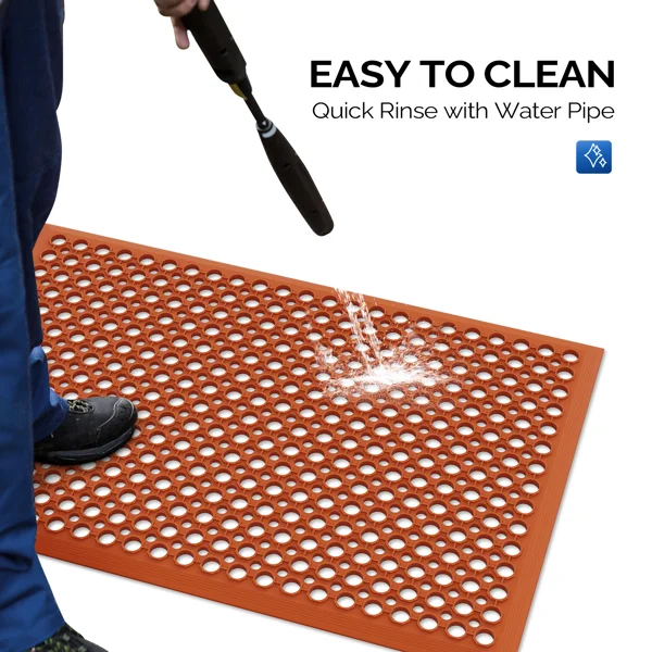 Red Rubber Floor Mat, 60*90*1cm, Anti-Fatigue & Durable view 5